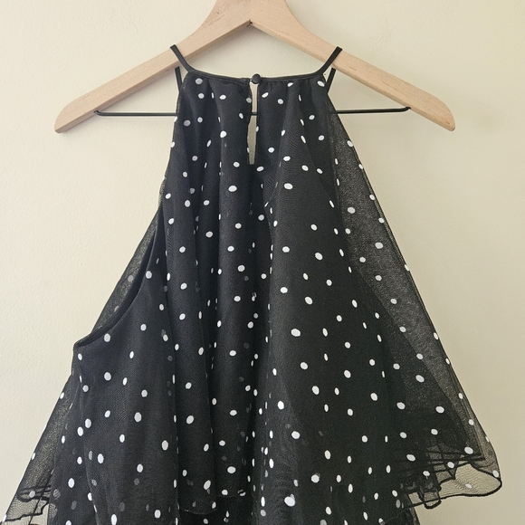 Kate Spade x Target Black White Polka Dot Tiered Halter Mini Dress - Picture 9 of 10